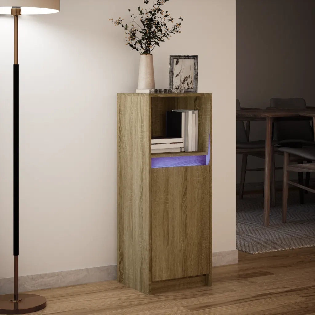 Credenza con LED-Buffet-Armadio da cucina Rovere Sonoma 38x34x100cm in Legno Multistrato