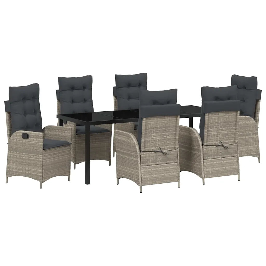 Set da Pranzo per Giardino 7 pcs Grigio chiaro polyrattan 3380524