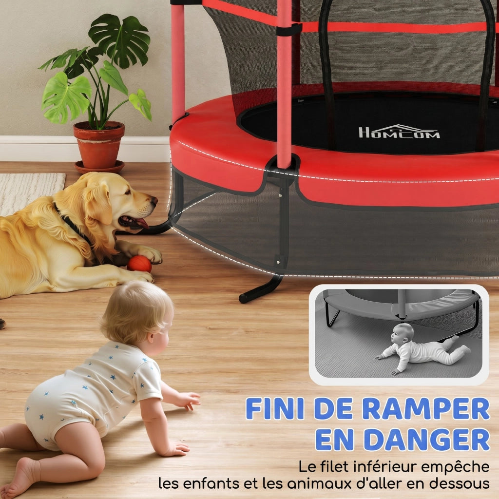 Trampolino Bambini ¨C zephmum ¨C Rosso, ? 1.63m, H 1.9m, con rete di sicurezza