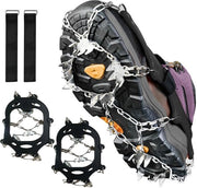 Spikes per stivale XL-28 per camminare su neve, ghiaccio e fango. Nastri antiscivolo in acciaio inossidabile per camminare, arrampicare e sport estremi. Ideali per escursioni, arrampicata, pesca e corsa.