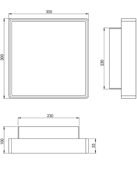 Oban Plafoniera Quadrata IP65 in Policarbonato Bianco per Esterni ed Interni, Attacco E27 2x30W Max, Grado di Protezione Elevato, Codice 3225-65-102