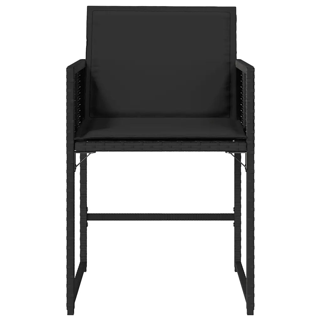 Sedie da Giardino con Cuscini 4 pz | Sedie da Esterno Nere in Polyrattan