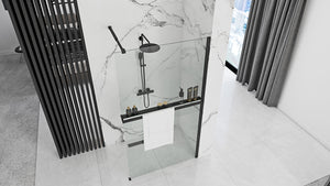 Parete Doccia Rea Aero Black Mat 90 Con Mensola Evo