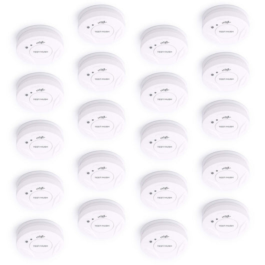 Set 20x Rilevatore di fumo con batteria fissa da 3 V, 10 anni senza manutenzione, allarme antincendio con funzione HUSH, sensore antifumo fotoelettrico affidabile con potenza sonora di 85 dB