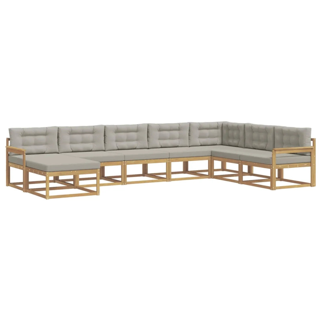 Set di divani da esterno 8 pz Bianco e Grigio Chiaro 3386855