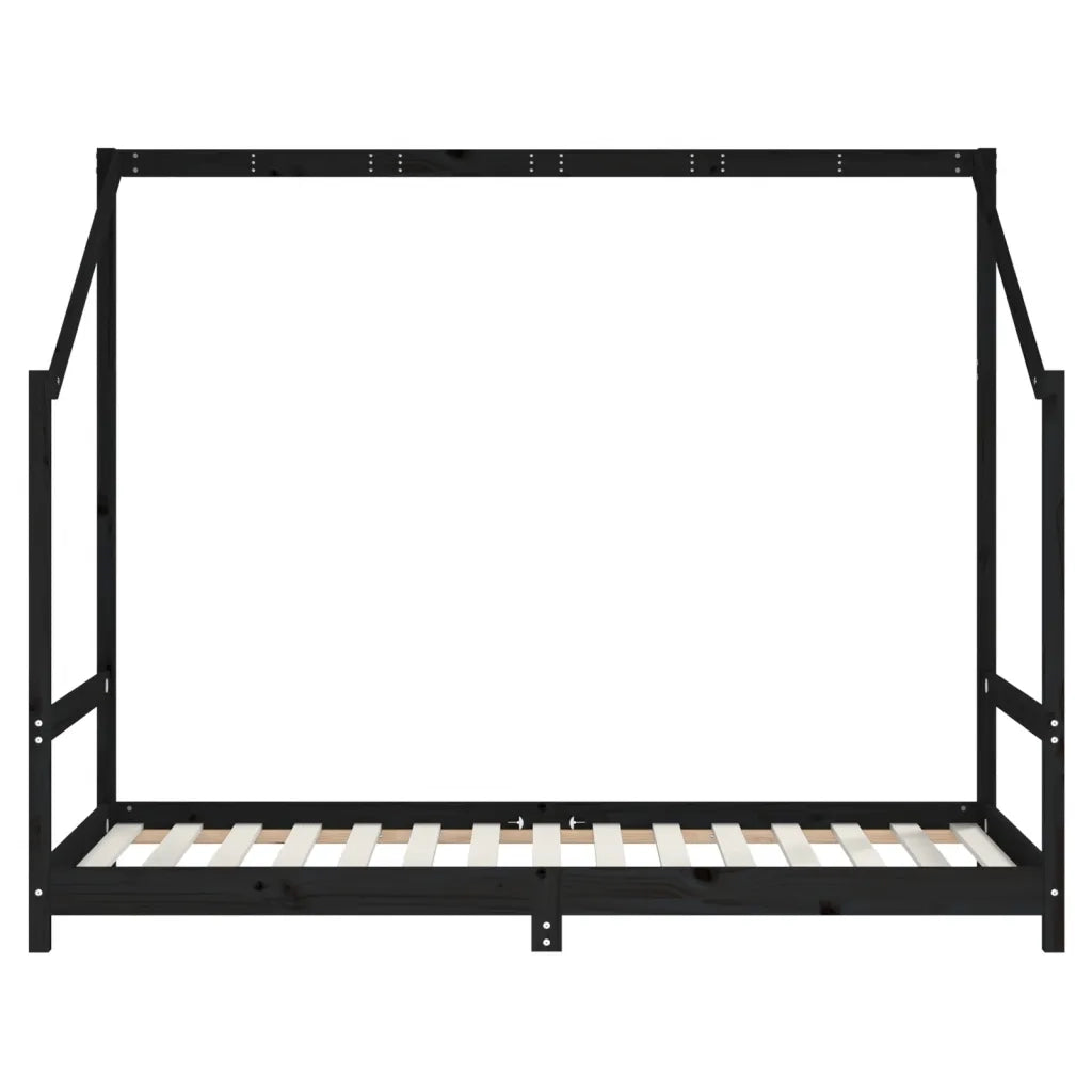 Giroletto per Bambini Nero 90x190 cm in Legno Massello di Pino 835714
