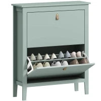 Scarpiera Slim 2 Cassetti per 14 Paia di Scarpe Taglia EU44 e Ripiani Regolabili, 80x24x95.5cm, Verde