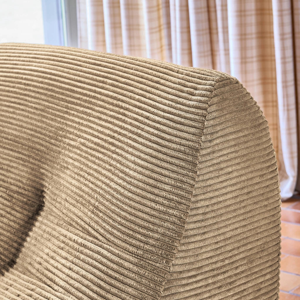 Poltrona in velluto a coste, 3 posti, beige scuro