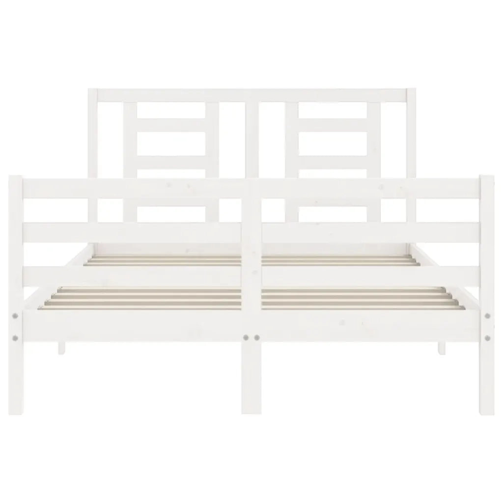 Giroletto con Testiera-Struttura Letto con testiera Bianco 140x200 cm in Legno Massello 706180