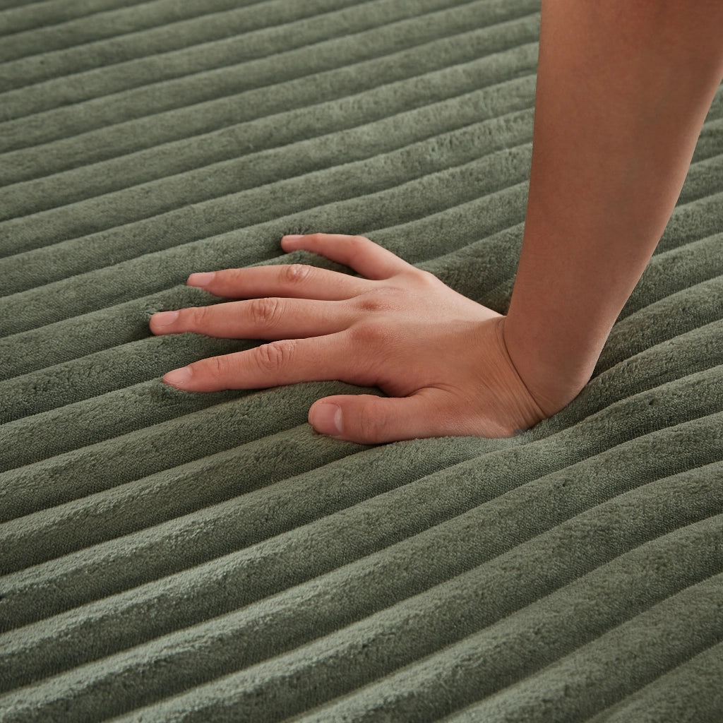 Divano modulare con braccioli arrotondati e schienale curvo, in velluto a coste, Verde