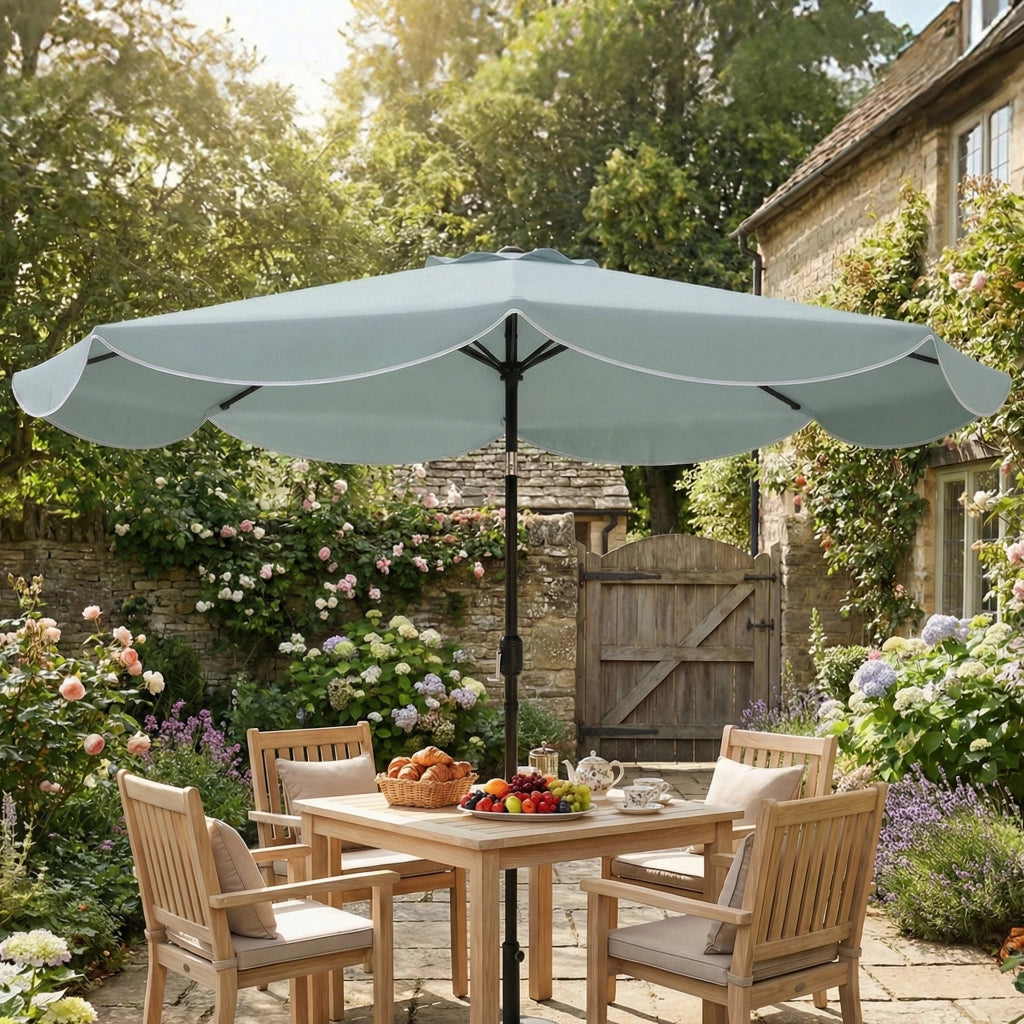Ombrellone da Giardino Rotondo Inclinabile ¨C zephmum ¨C ¦µ265x235 cm, Blu