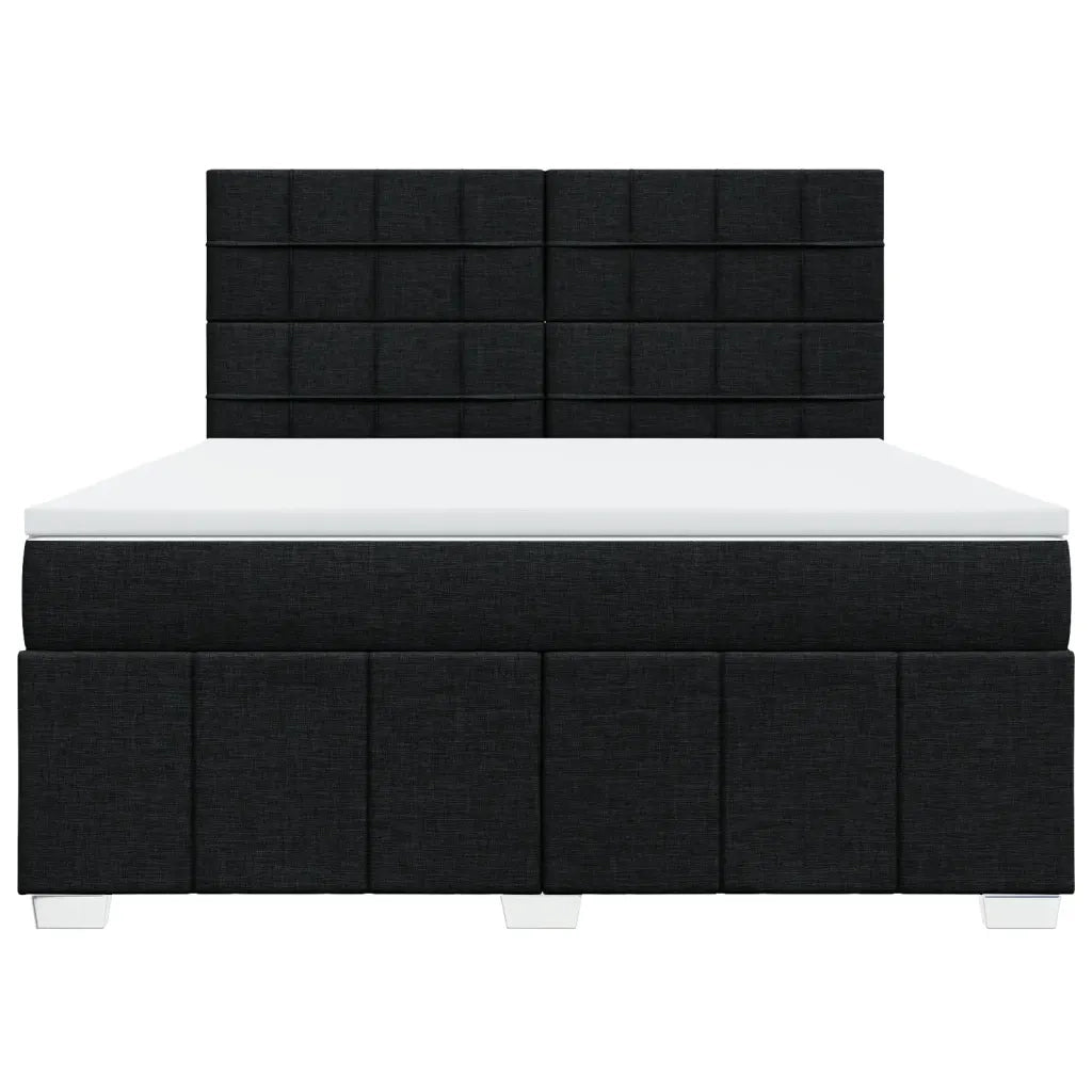 Giroletto a Molle con Materasso Nero 180x200 cm in Tessuto