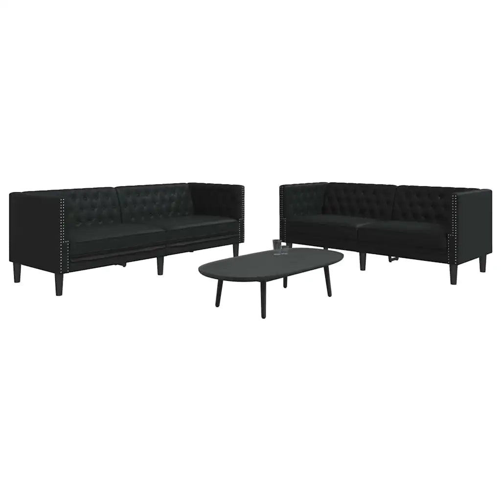 Divano per Soggiorno 2 pcs Nero 194 x 74,5 x 70,5 cm 3385862