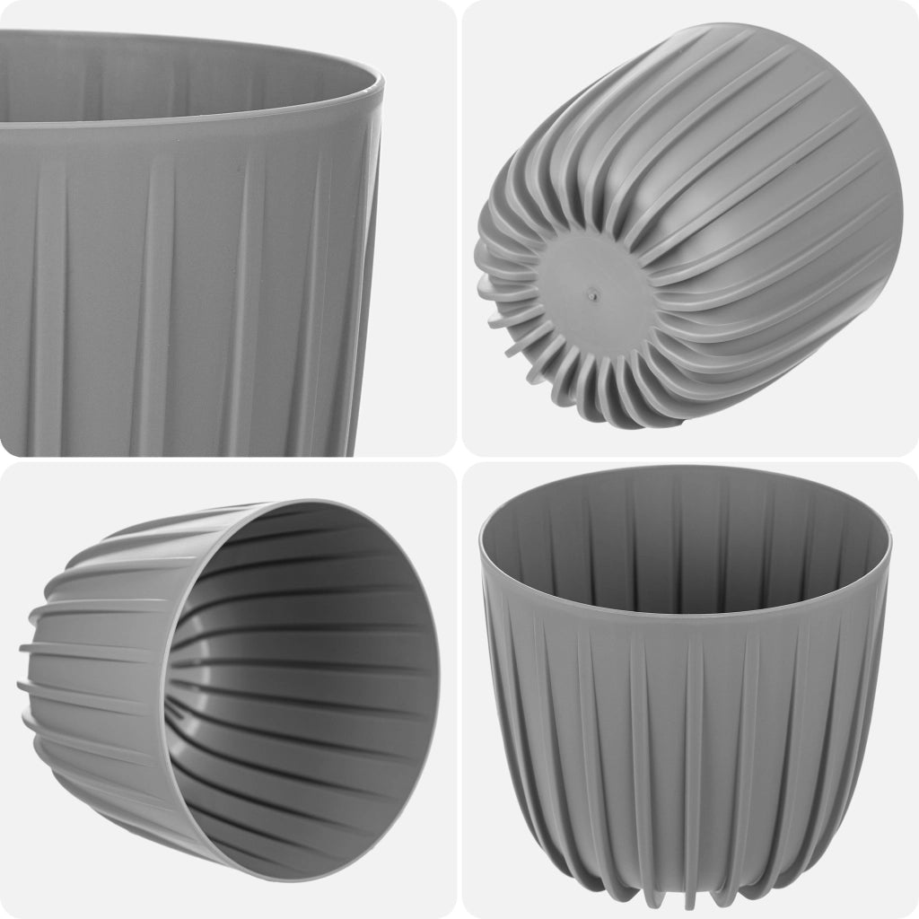 KADAX Vaso da fiori, coprivaso rotondo in plastica, 20 cm, supporto per fiori grigio