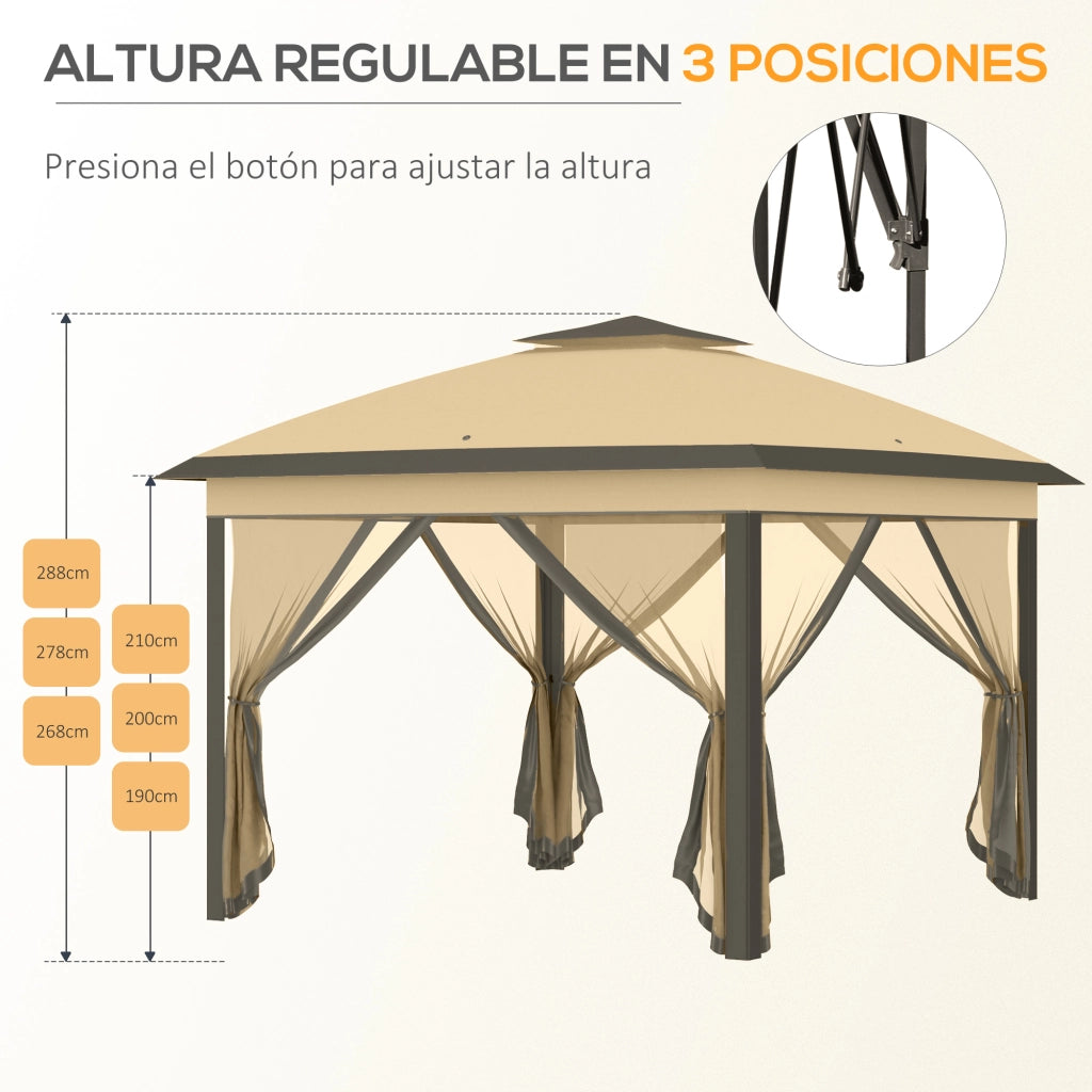 Tenda da Giardino Pieghevole ¨C zephmum ¨C Beige 330x330 cm con Zanzariere