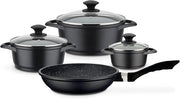 Set di pentole in ghisa gourmet - 7 pezzi - nero - alluminio fuso