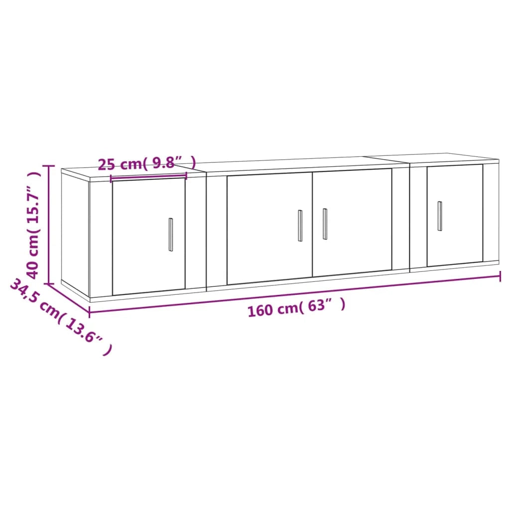 Set di mobili da 3 pezzi tra cui armadio credenza mobile porta TV soggiorno/camera da letto/salotto legno ingegnerizzato rovere Sonoma marrone 02_0024616