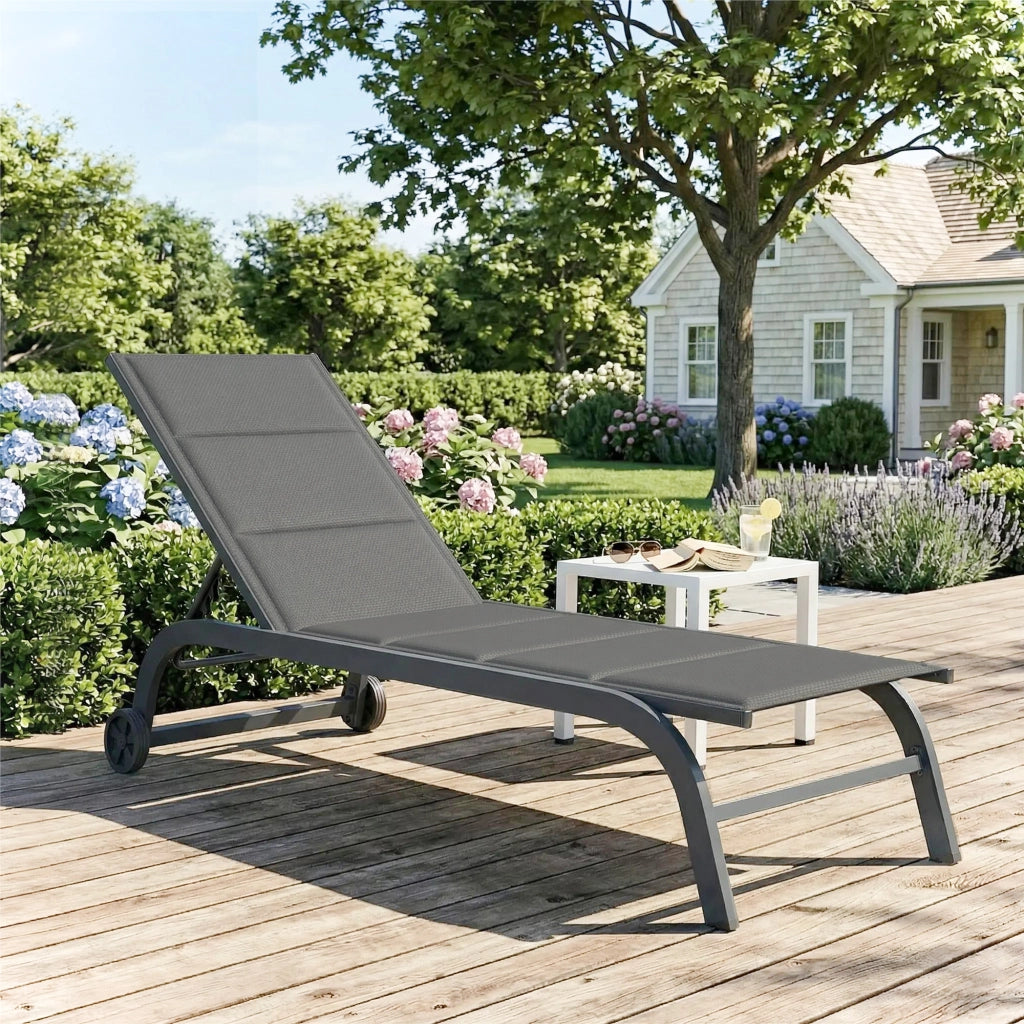 Lettino Pieghevole con Schienale Regolabile ¨C zephmum ¨C Grigio Scuro 62x165x94cm