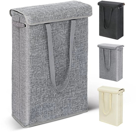 Wastino slancio con coperchio, contenitore di raccolta della spazzatura alto e sottile con maniglie, rivestimento impermeabile, contenitore di raccolta della spazzatura sottile per bagno, camera da letto, stanza da letto 45L grigio