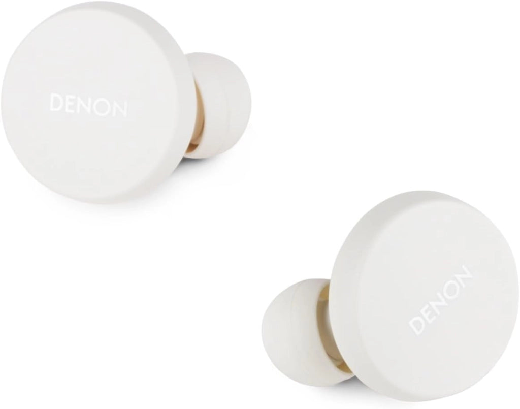 DENON PerL - Auricolari True Wireless, profilo audio personalizzato, cancellazione del rumore, resistenti all'acqua, con microfoni integrati e batteria a lunga durata, colore: bianco
