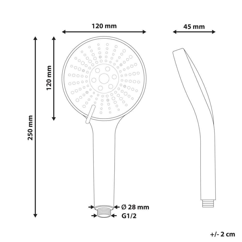 Soffione doccia con tubo flessibile 6 modalità di getto in metallo argento classico moderno