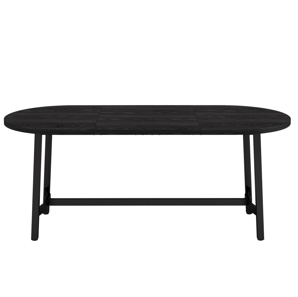 Tavolo da pranzo con piano 180 x 80 cm in MDF e gambe in ferro; nero