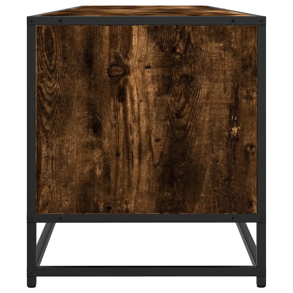 Mobile TV industriale con ampio vano contenitore 180,5 x 40 x 46 cm realizzato in legno composito finitura rovere affumicato 02_0055619