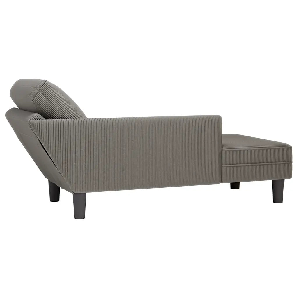 Sdraio con Cuscino Destro in Velluto a Coste Grigio Chiaro CFW2674701