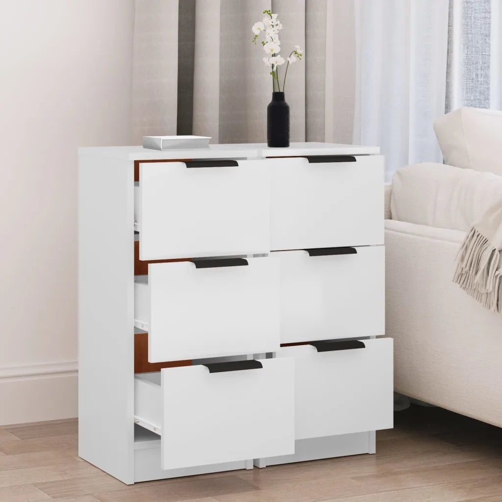 Credenze 2 pz Bianche 30x30x70 cm in Legno Multistrato 811152