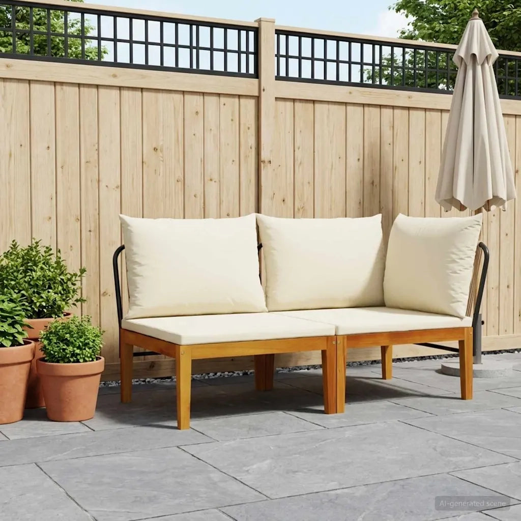 2 pcs Set da Giardino con Cuscini Naturale 42022077