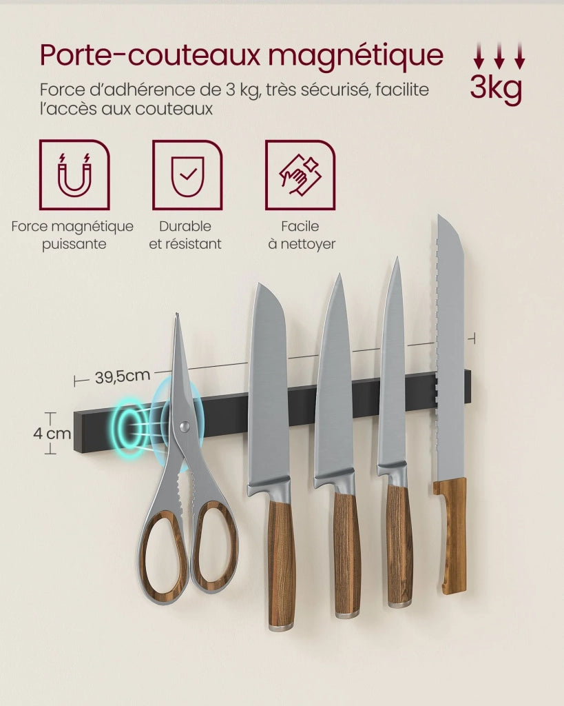 Mensola da cucina mobile contenitore isola da cucina 42 x 90 x 167,3 cm con portacoltelli magnetico cestino in metallo portarotolo di carta 12 ganci marrone 12_0005690