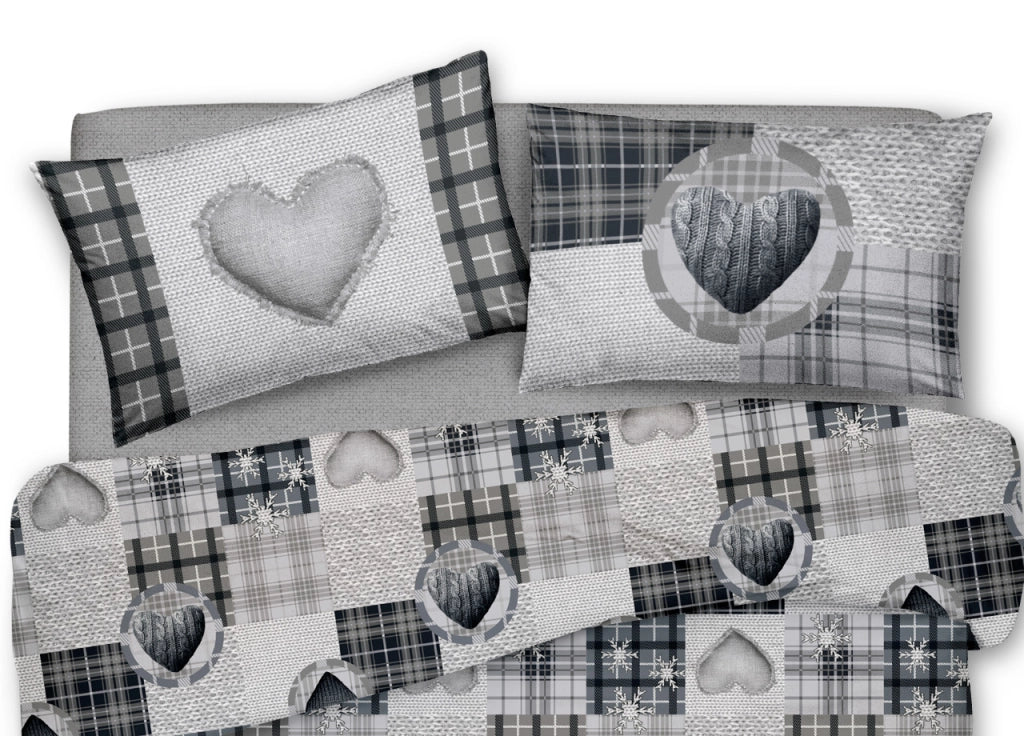 Copripiumino Sacco Piumone Pensieri Delicati Cotone Disegno Love Mountain - Singolo - Grigio