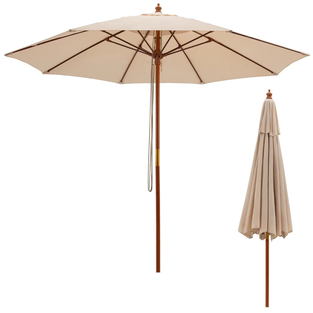 Ombrellone da giardino pieghevole 283 x 252,5 cm meccanismo a carrucola ventilato atmosfera accogliente poliestere beige 20_0012982