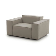 Poltrona Leonia, Poltrona da salotto, 100% Made in Italy, Poltroncina relax in tessuto imbottito, Cm 140x95h70, Tortora