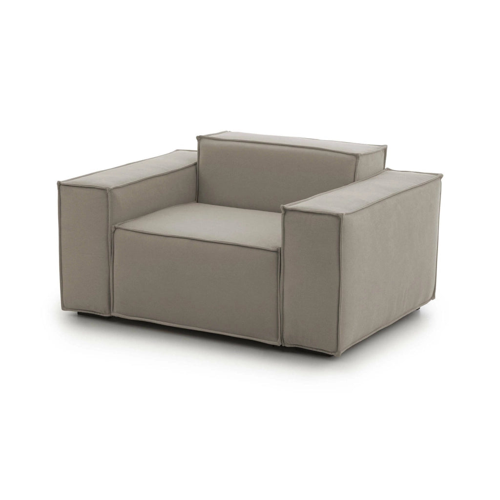 Poltrona Leonia, Poltrona da salotto, 100% Made in Italy, Poltroncina relax in tessuto imbottito, Cm 140x95h70, Tortora