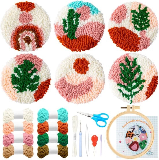 Kit di bordatura a punti per 22 costole per tovaglioli di DIY per principianti Set di bordatura facile con fili di velluto Bordatura a punti con supporto per ago con istruzioni