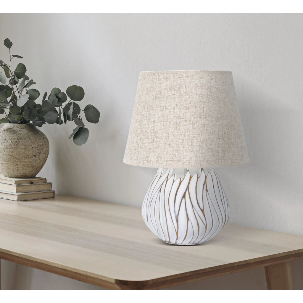Lampada da Tavolo VKH167, Bianco, Poliresina, 35x35x48 cm