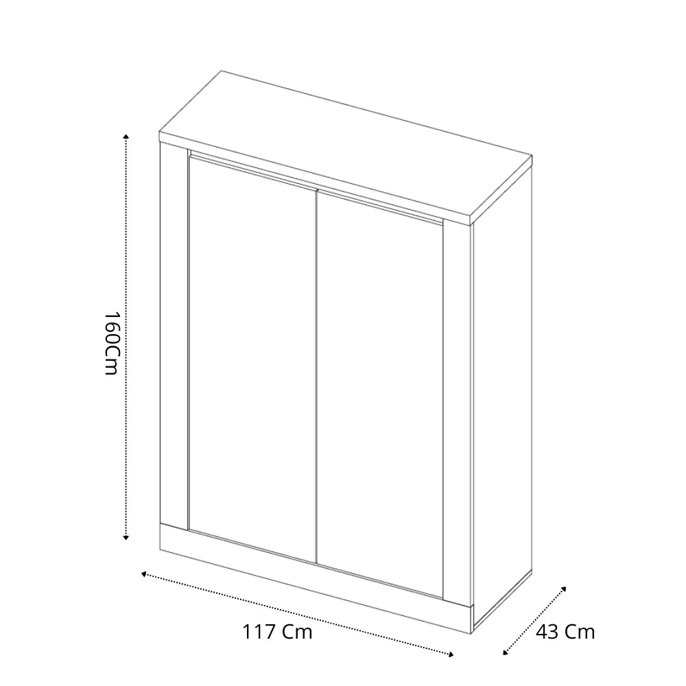 Mobile Contenitore a 2 ante Bianco/Cadiz Linea ISCHIA L 117 x H 160 x P 43, realizzato in legno 100% MADE IN ITALY, design moderno per cucina, sala da pranzo, soggiorno
