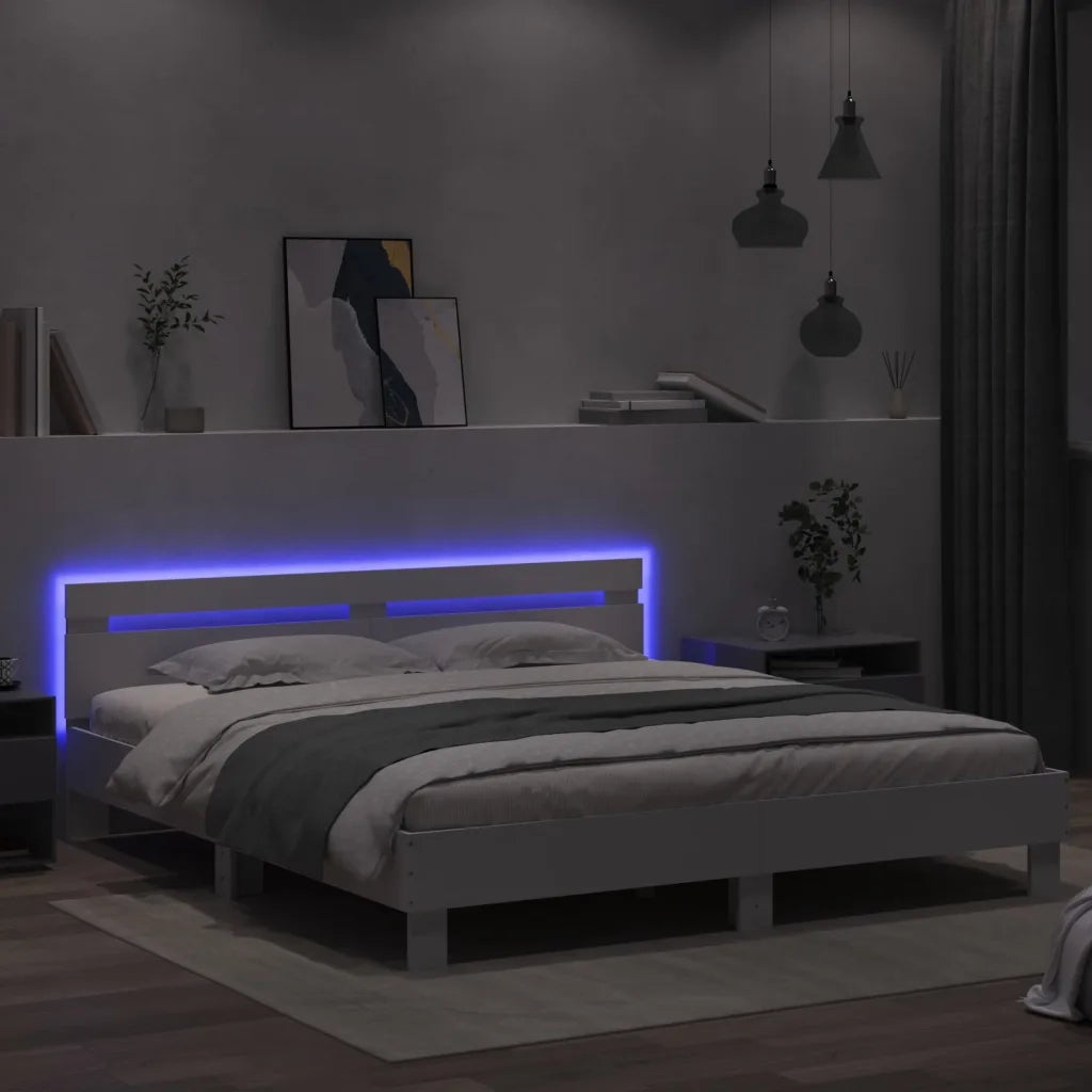 Giroletto con Testiera e LED Bianco 200x200 cm 3207518