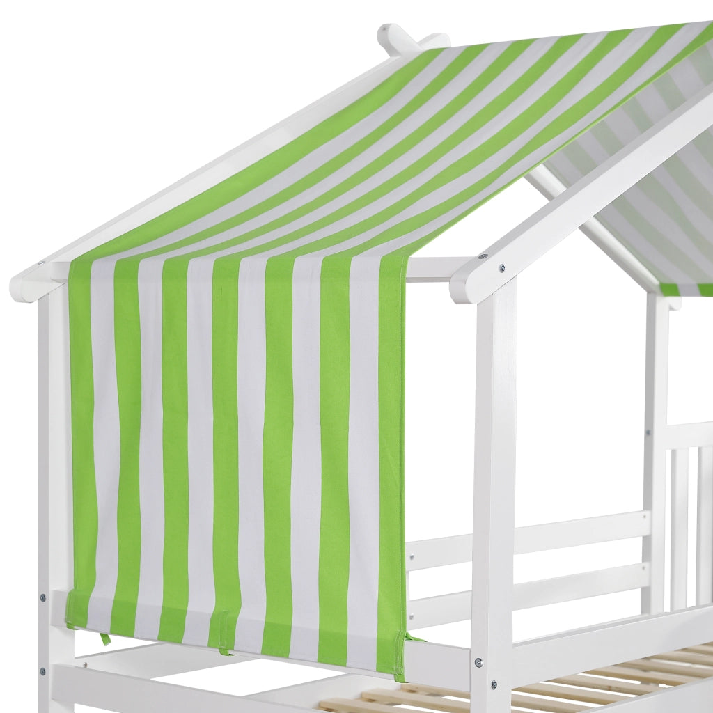 LETTO A CASTELLO 90x200 cm con scala contenitore, armadio, bianco e verde