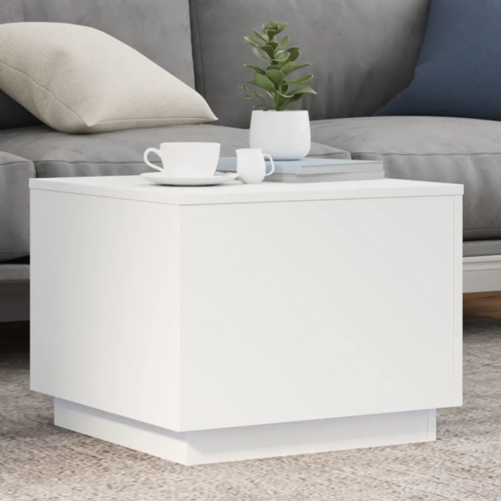 Tavolino da salotto | Tavolino da caff¨¨ | Tavolino da Soggiorno con Luci LED Bianco 50x50x40 cm