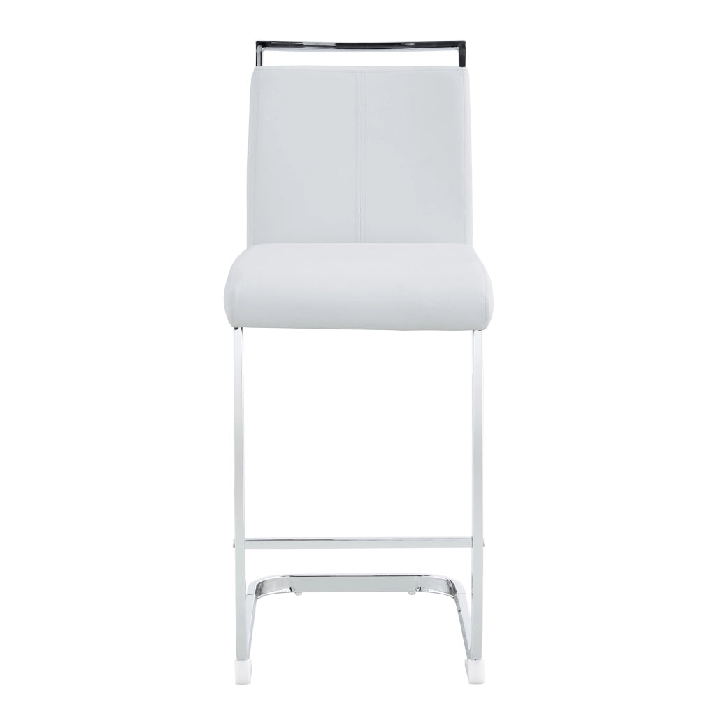 Set 2 Sgabelli da Bar Nordici ¨C MINIMAL ¨C Ecopelle Bianca, Gambe in Metallo