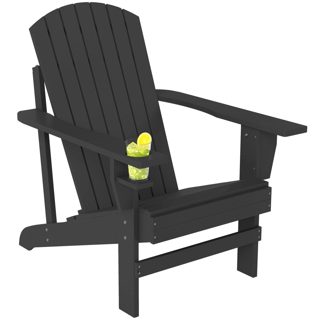 Sedia Adirondack con portabicchiere ¨C zephmum ¨C Legno massello nero 72x95x93 cm