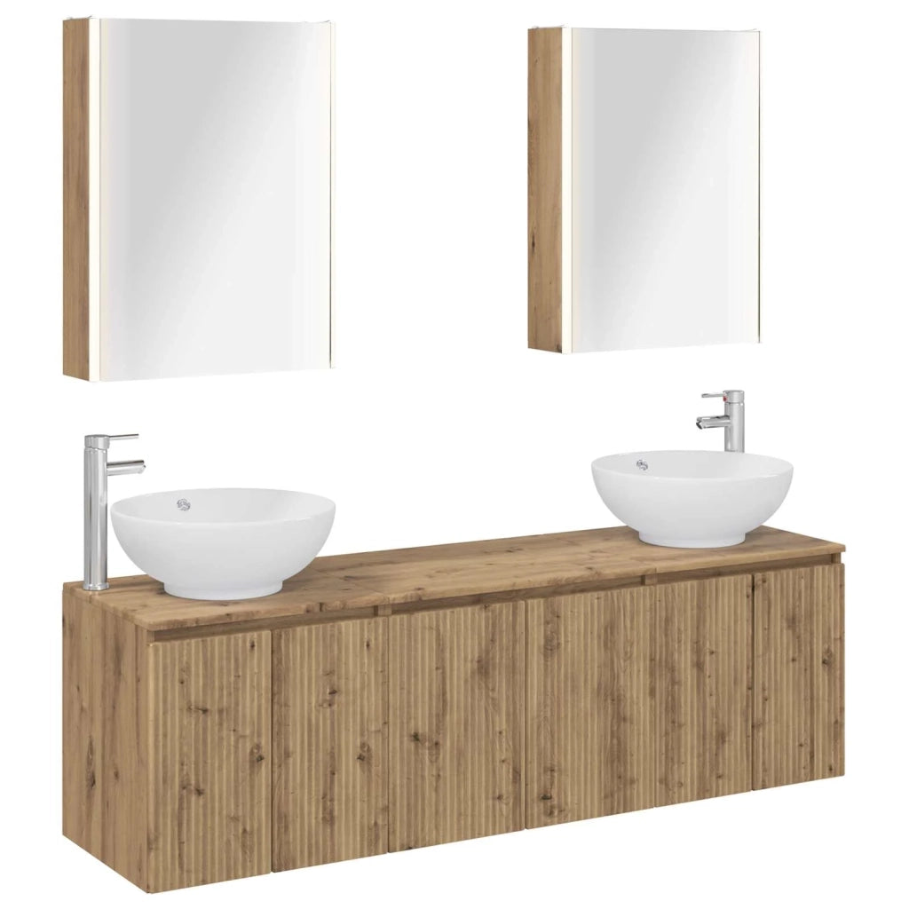 Set di Armadi da Bagno 5 pcs Rovere Artigianale 3406494