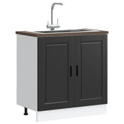 Mobile base lavello-Armadietto da bagno Porto Nero 80x46x81,5cm Legno Multistrato