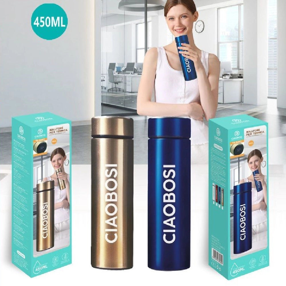 Trade Shop - Borraccia Termica In Acciaio 450 Ml Thermos Caldo Freddo Porta Bevande Tx-8262 -