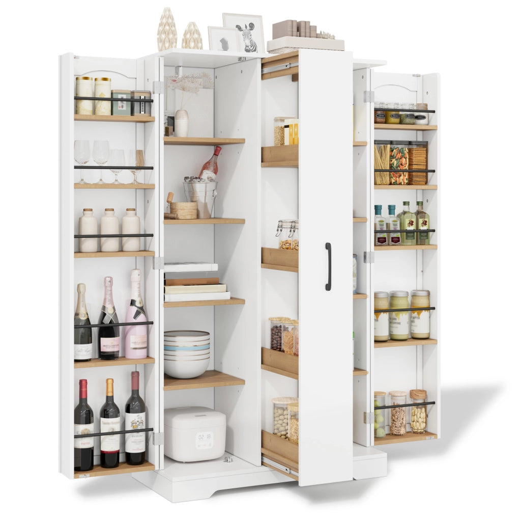 Mobile dispensa in MDF con scomparti interni e ripiani regolabili; 150x78x40 cm; bianco