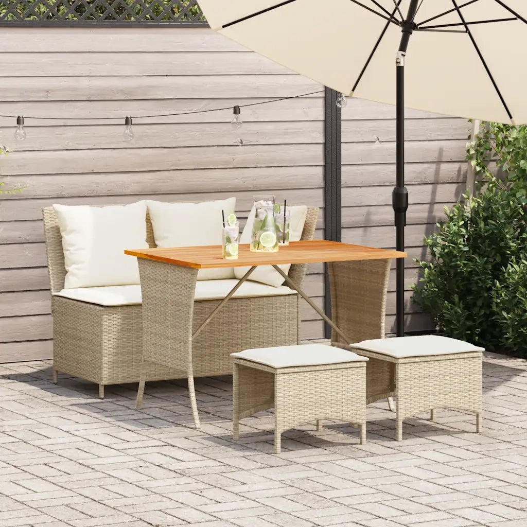 Set da Pranzo da Giardino 4 pz con Cuscini Beige in Polyrattan 4104134