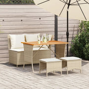 Set da Pranzo da Giardino 4 pz con Cuscini Beige in Polyrattan 4104134