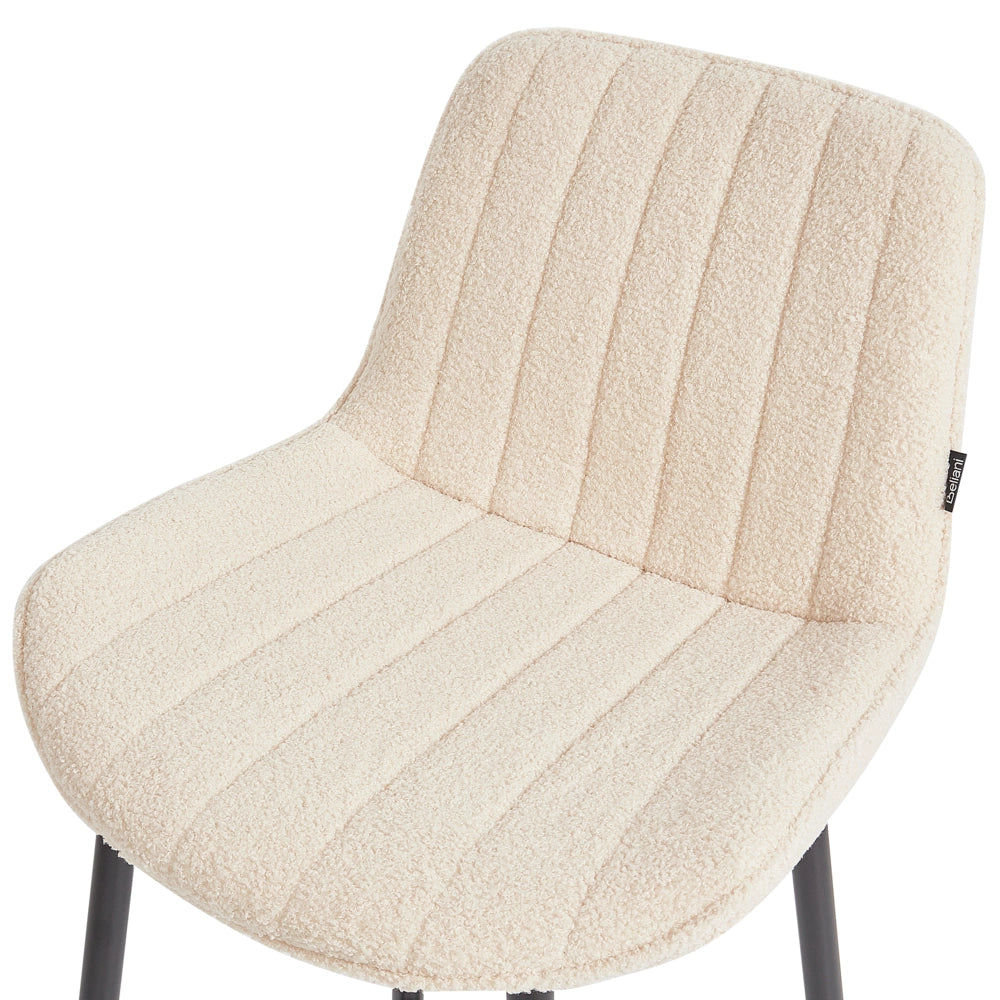 Set di 2 sedie da bar Beige chiaro senza braccioli Boucle nero Gamba d'acciaio Design moderno Sedute per la sala da pranzo